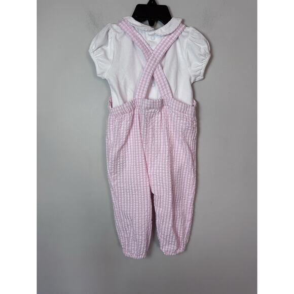 JoJo Maman Bebe Pink Duck 2-Piece Embroidered Seersucker 6-12 months NEW - Picture 5 of 16